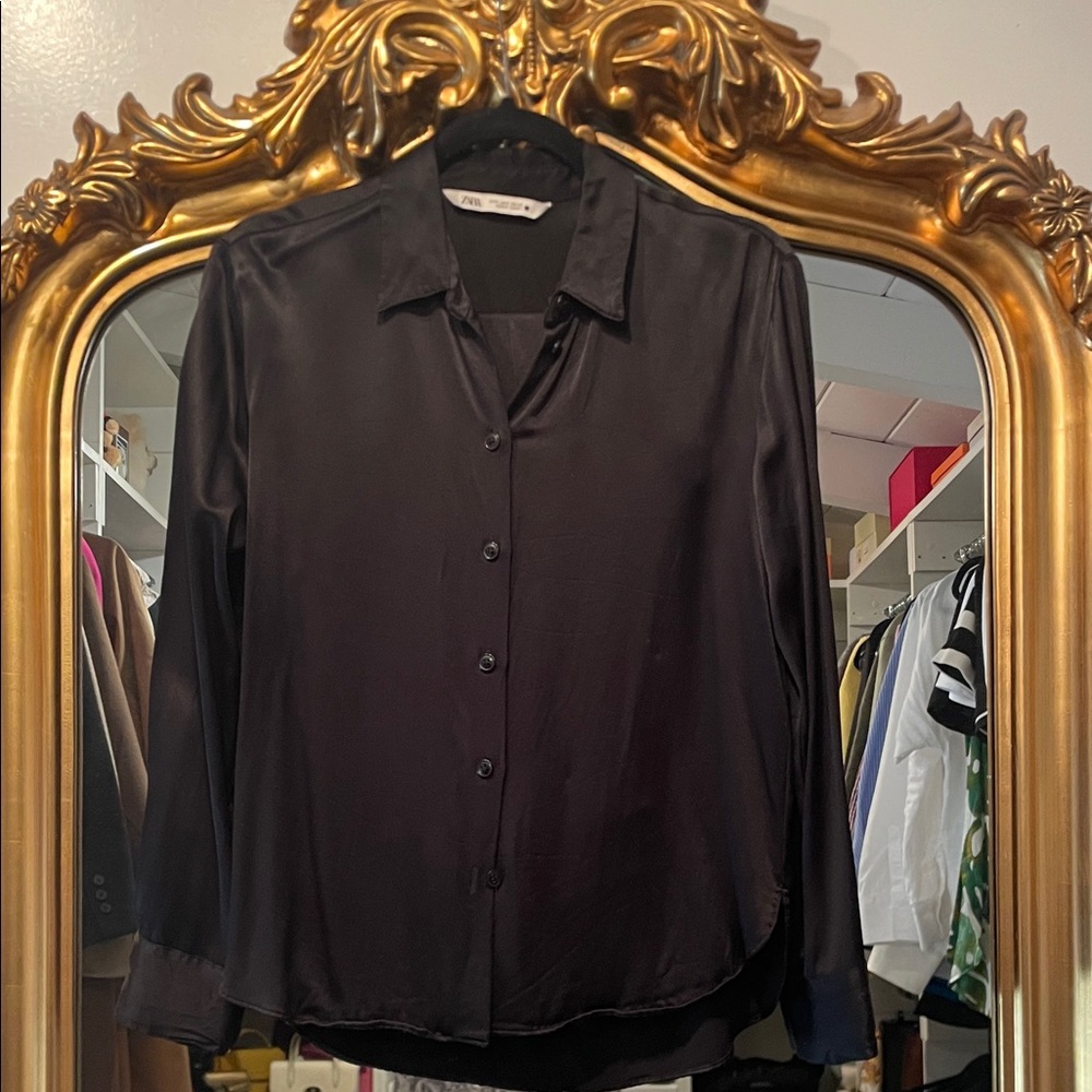 Zara Black Button-Up Blouse and pants